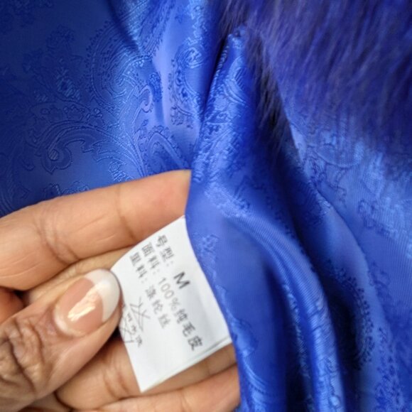 Royal Blue Fox Fur Jacket - Picture 9 of 15